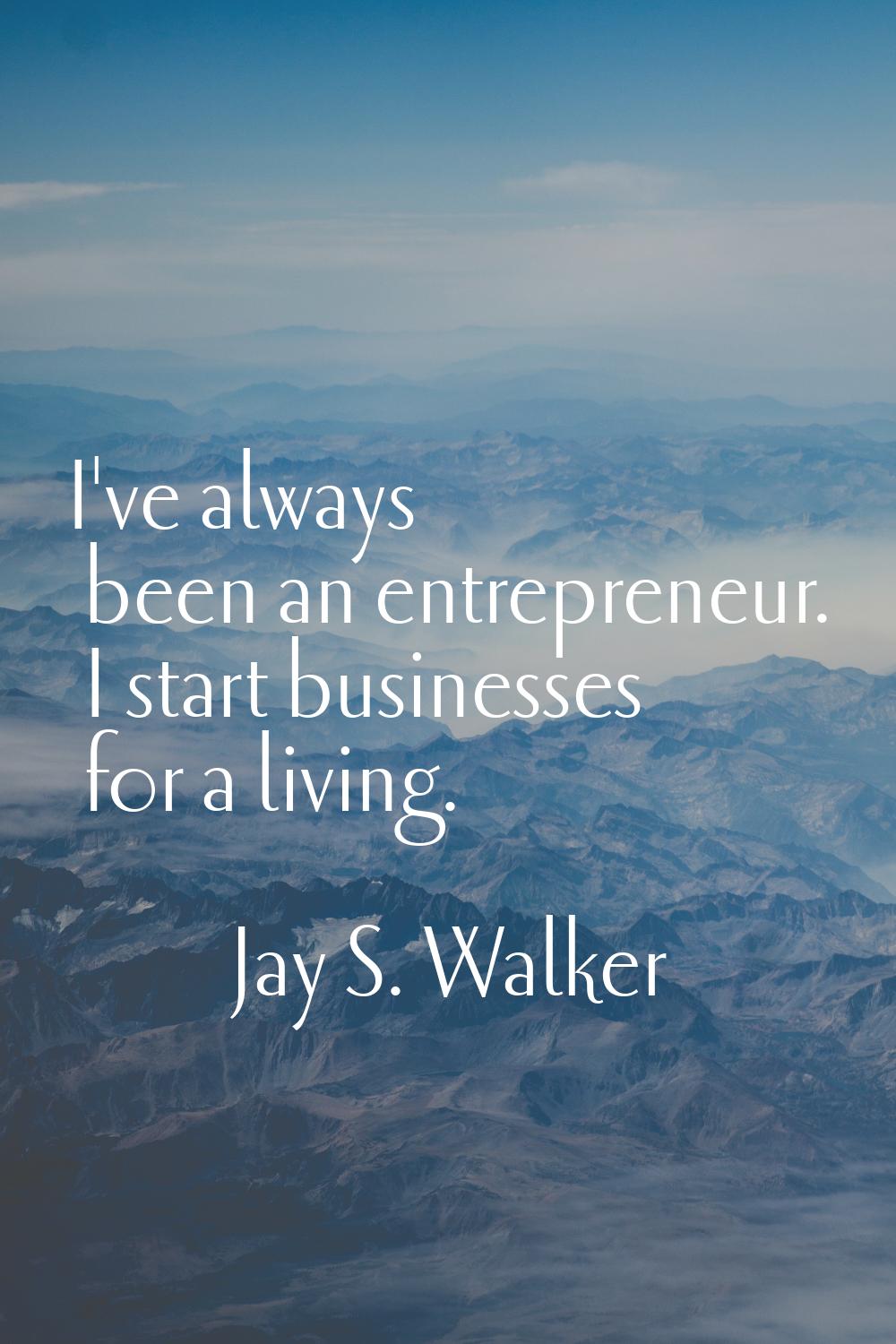 I've always been an entrepreneur. I start businesses for a living.