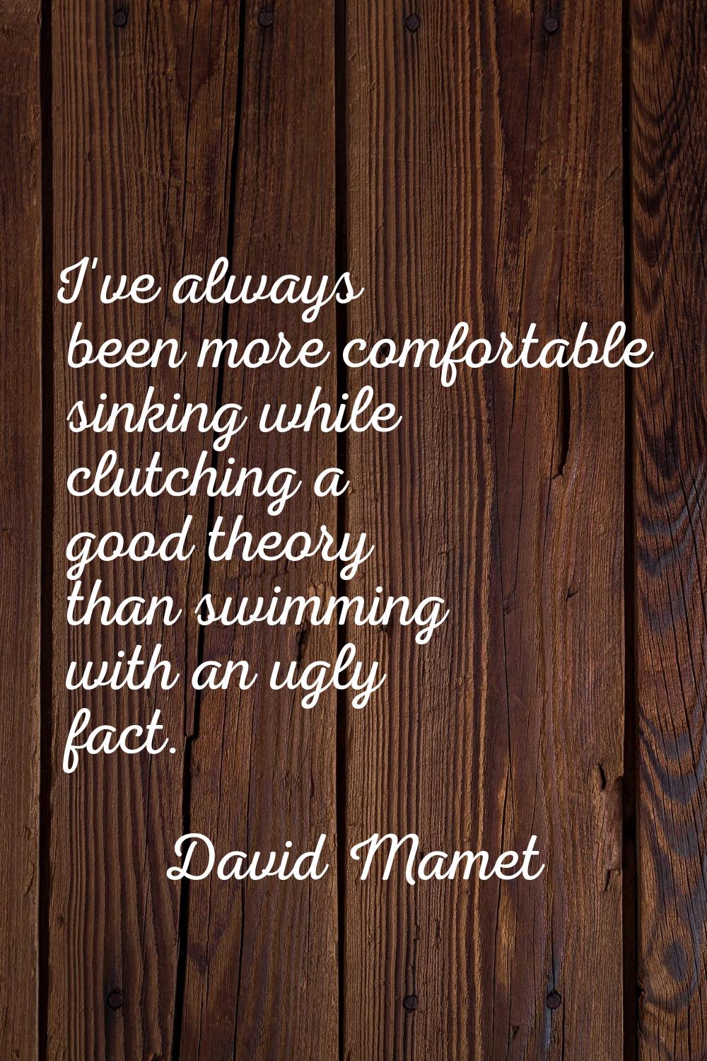I've always been more comfortable sinking while clutching a good theory than swimming with an ugly 