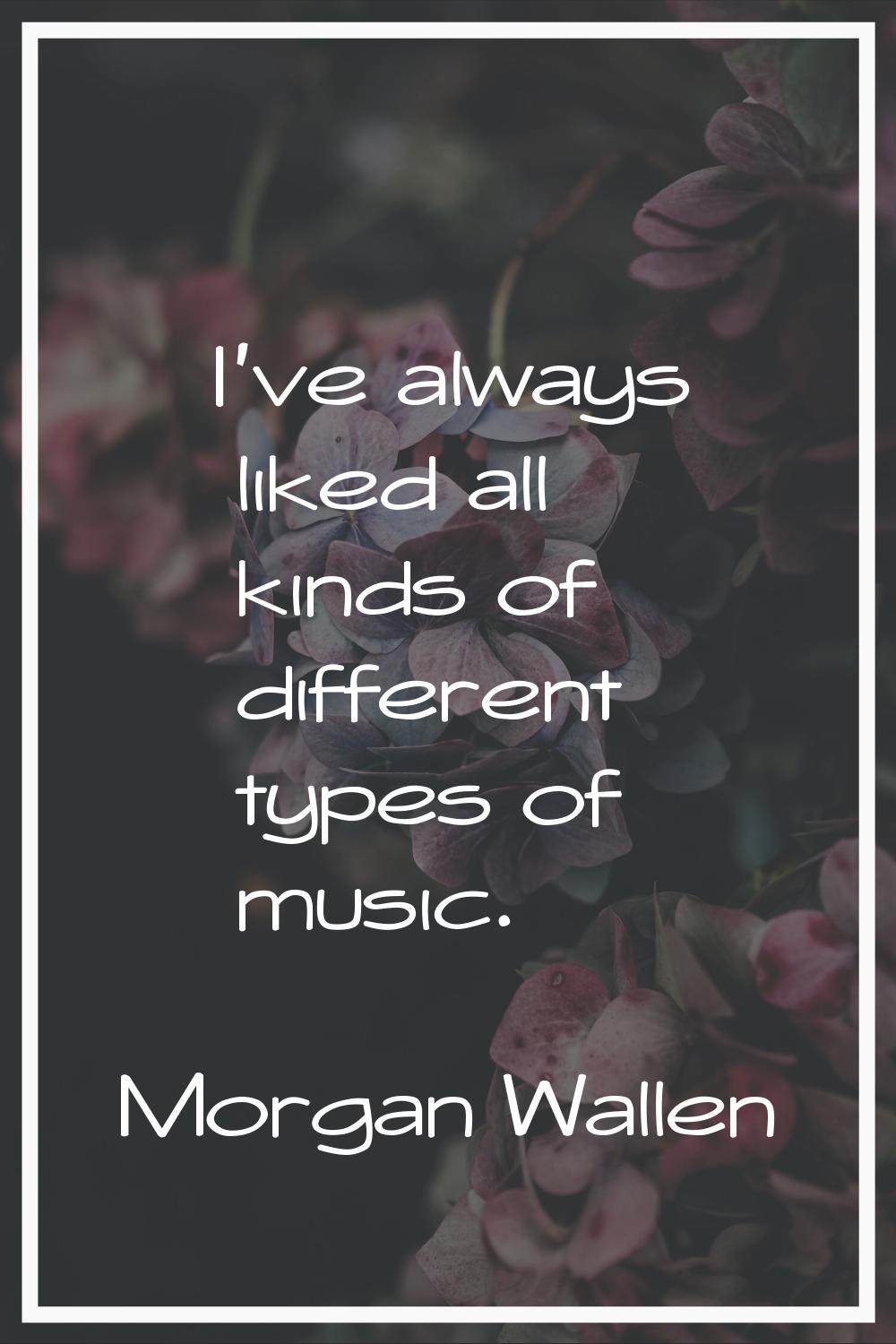I've always liked all kinds of different types of music.
