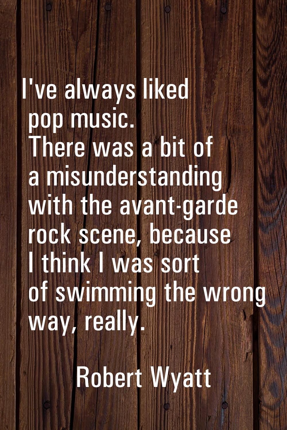 I've always liked pop music. There was a bit of a misunderstanding with the avant-garde rock scene,