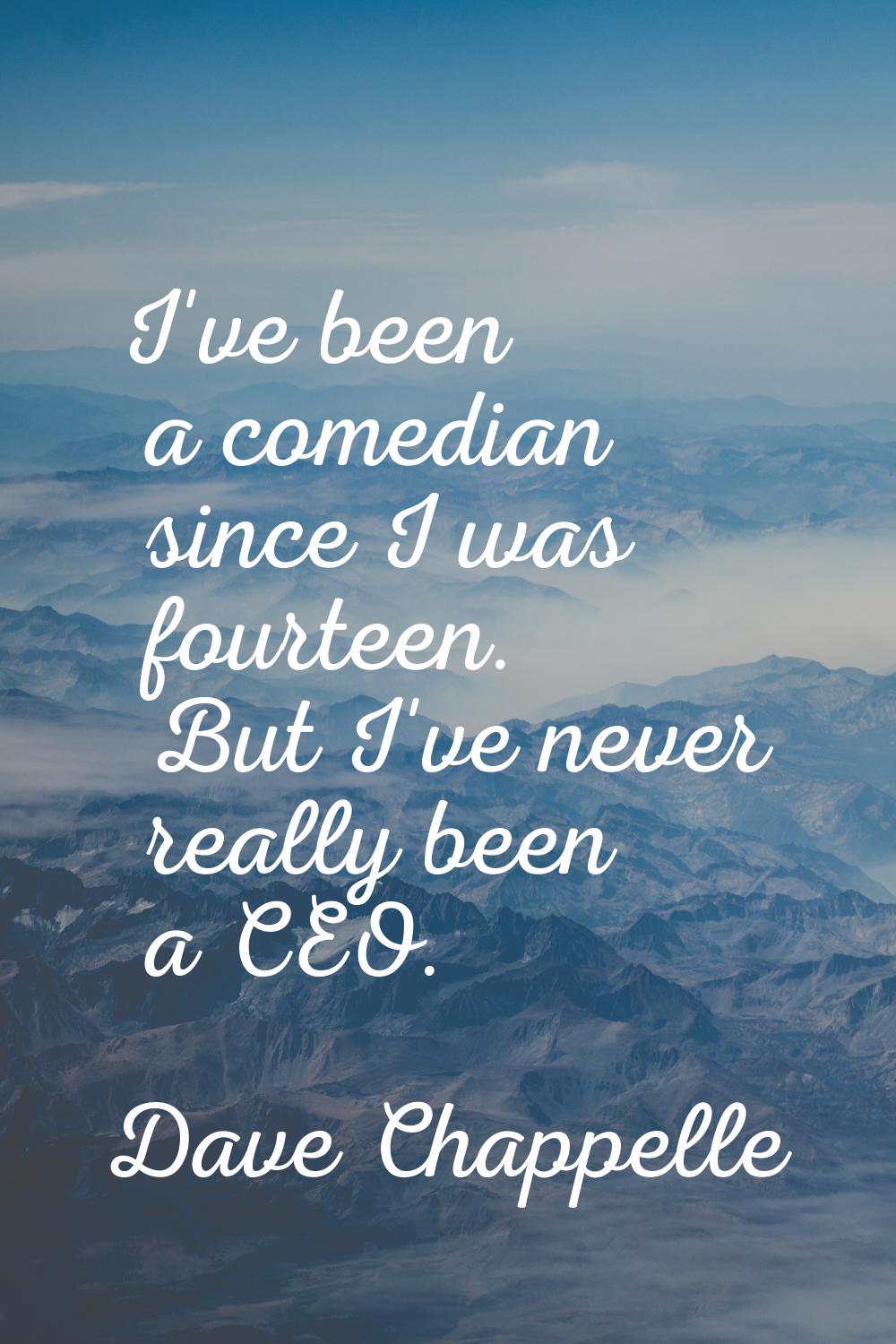 I've been a comedian since I was fourteen. But I've never really been a CEO.