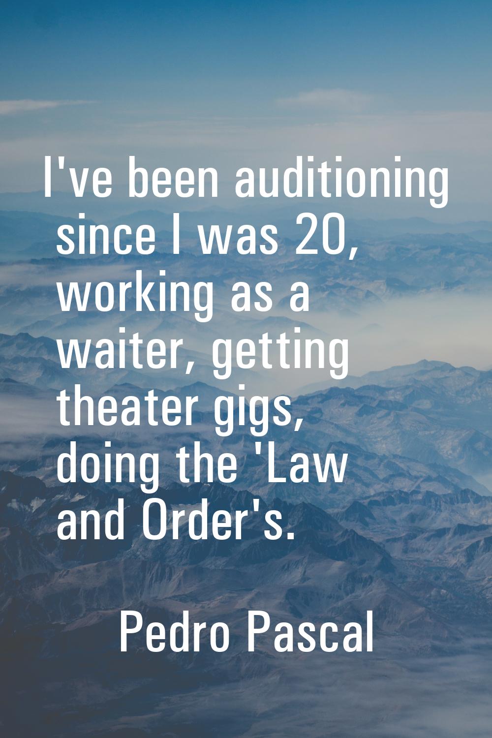 I've been auditioning since I was 20, working as a waiter, getting theater gigs, doing the 'Law and