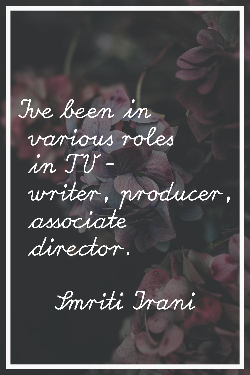I've been in various roles in TV - writer, producer, associate director.