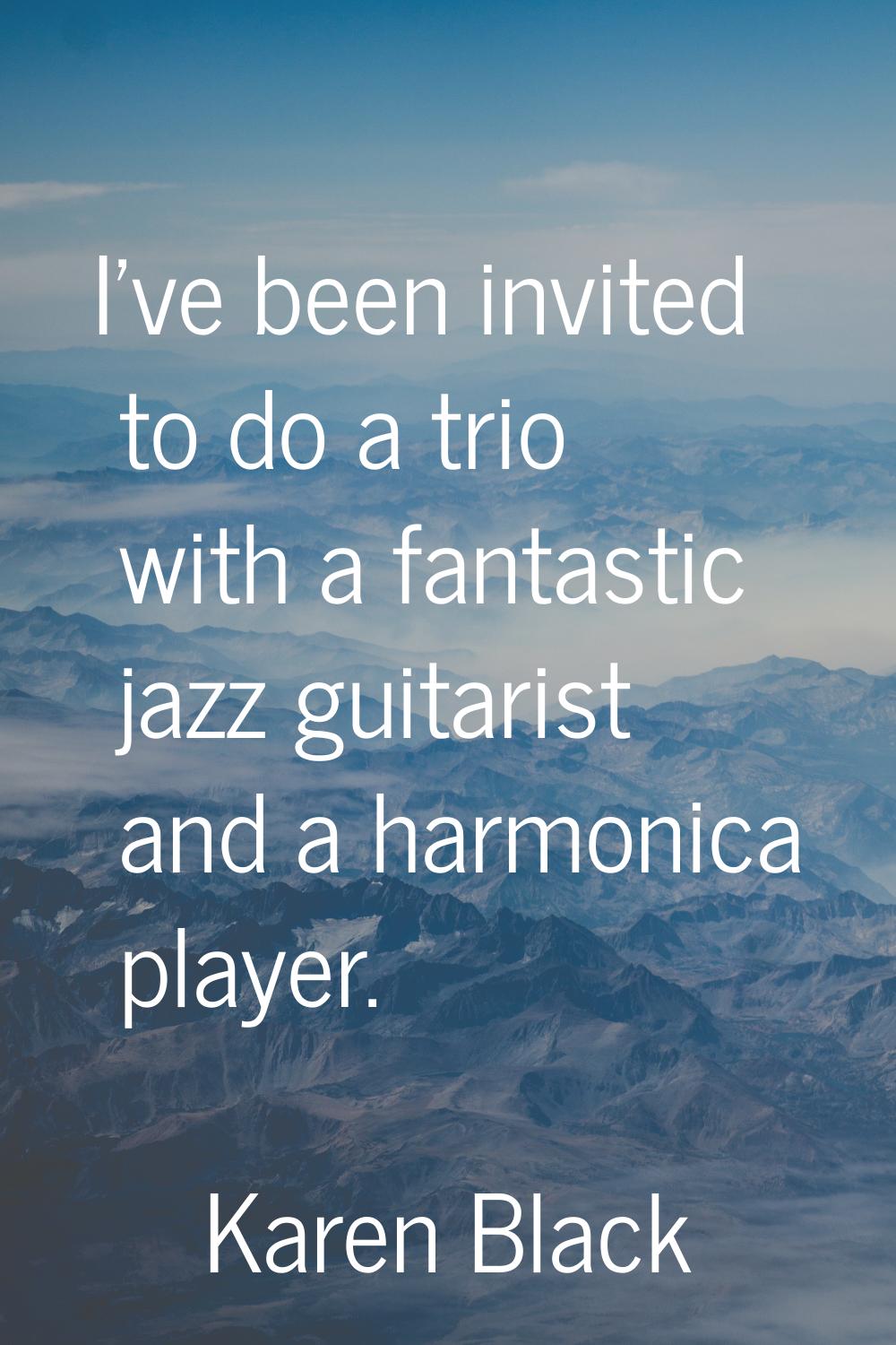 I've been invited to do a trio with a fantastic jazz guitarist and a harmonica player.