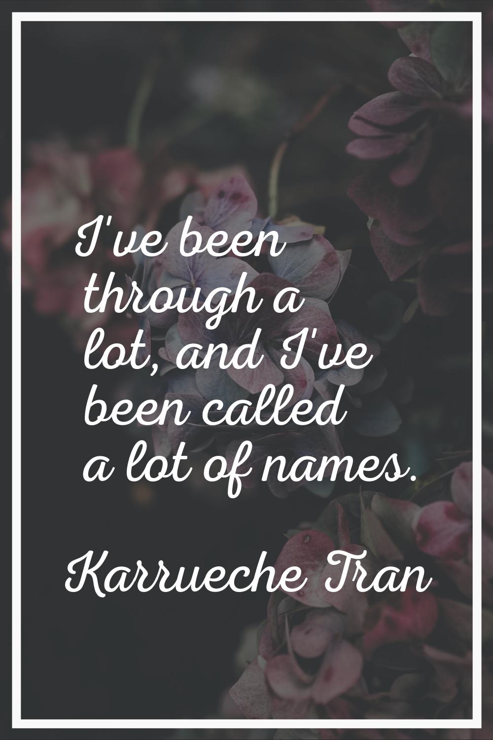 I've been through a lot, and I've been called a lot of names.