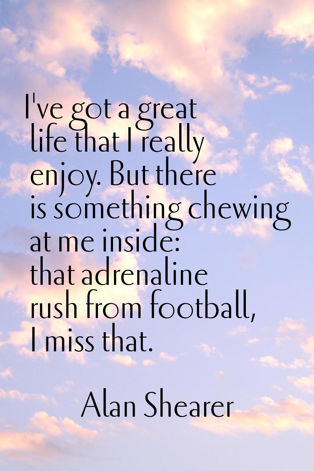I've got a great life that I really enjoy. But there is something chewing at me inside: that adrena