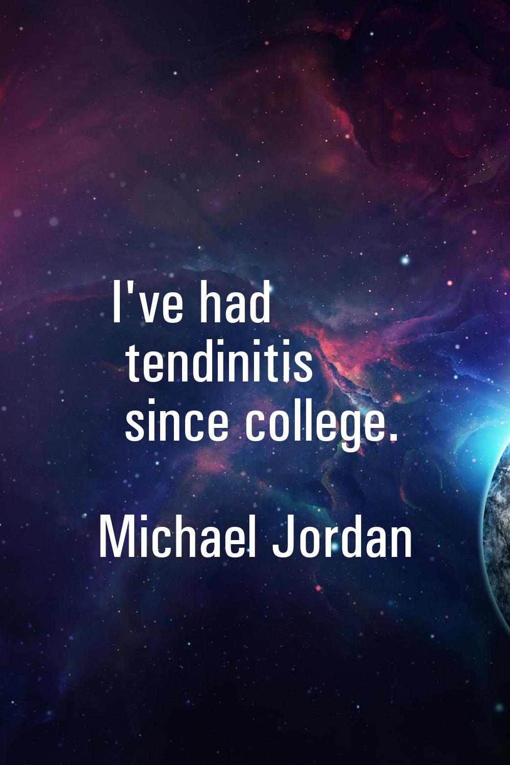 I've had tendinitis since college.
