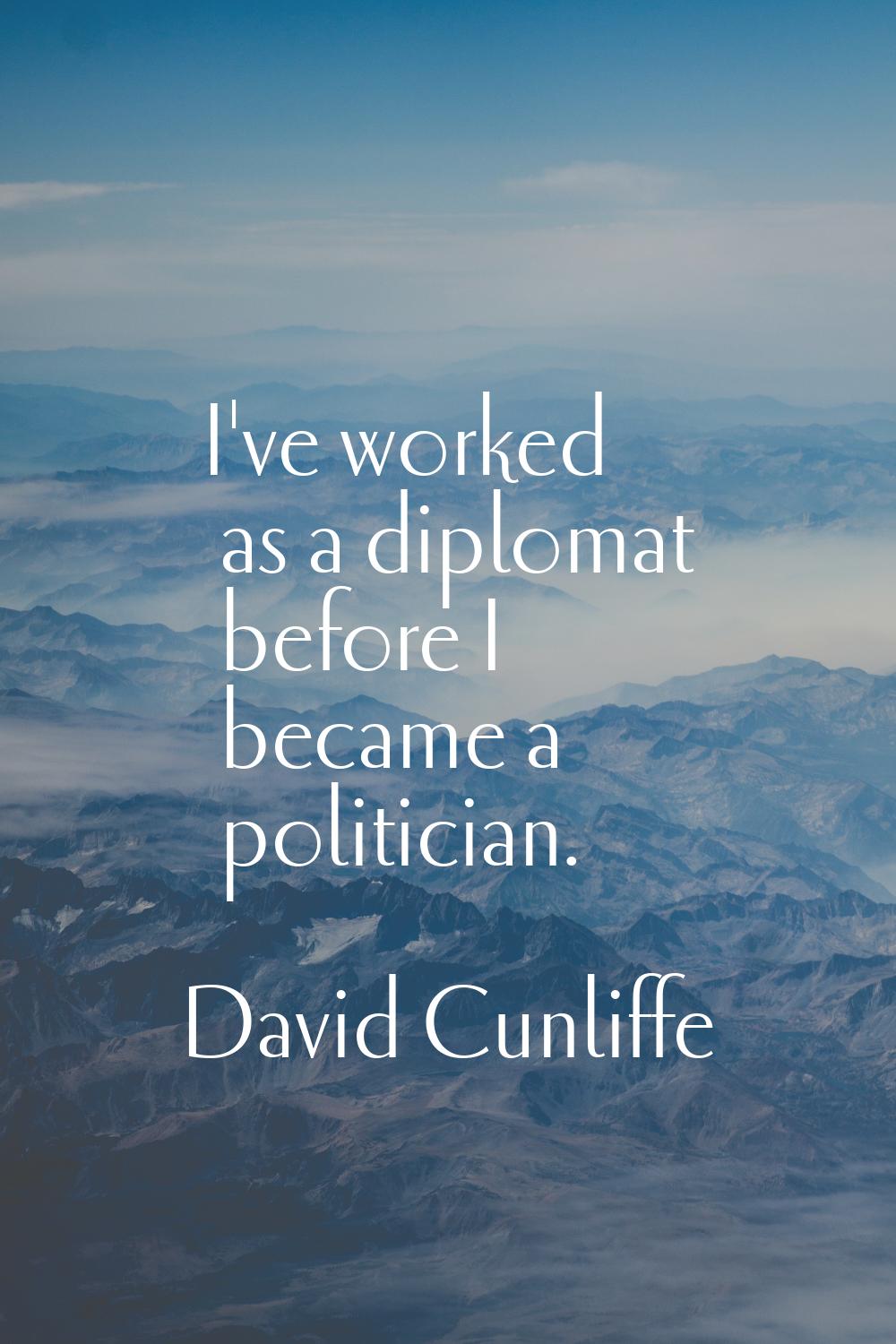 I've worked as a diplomat before I became a politician.