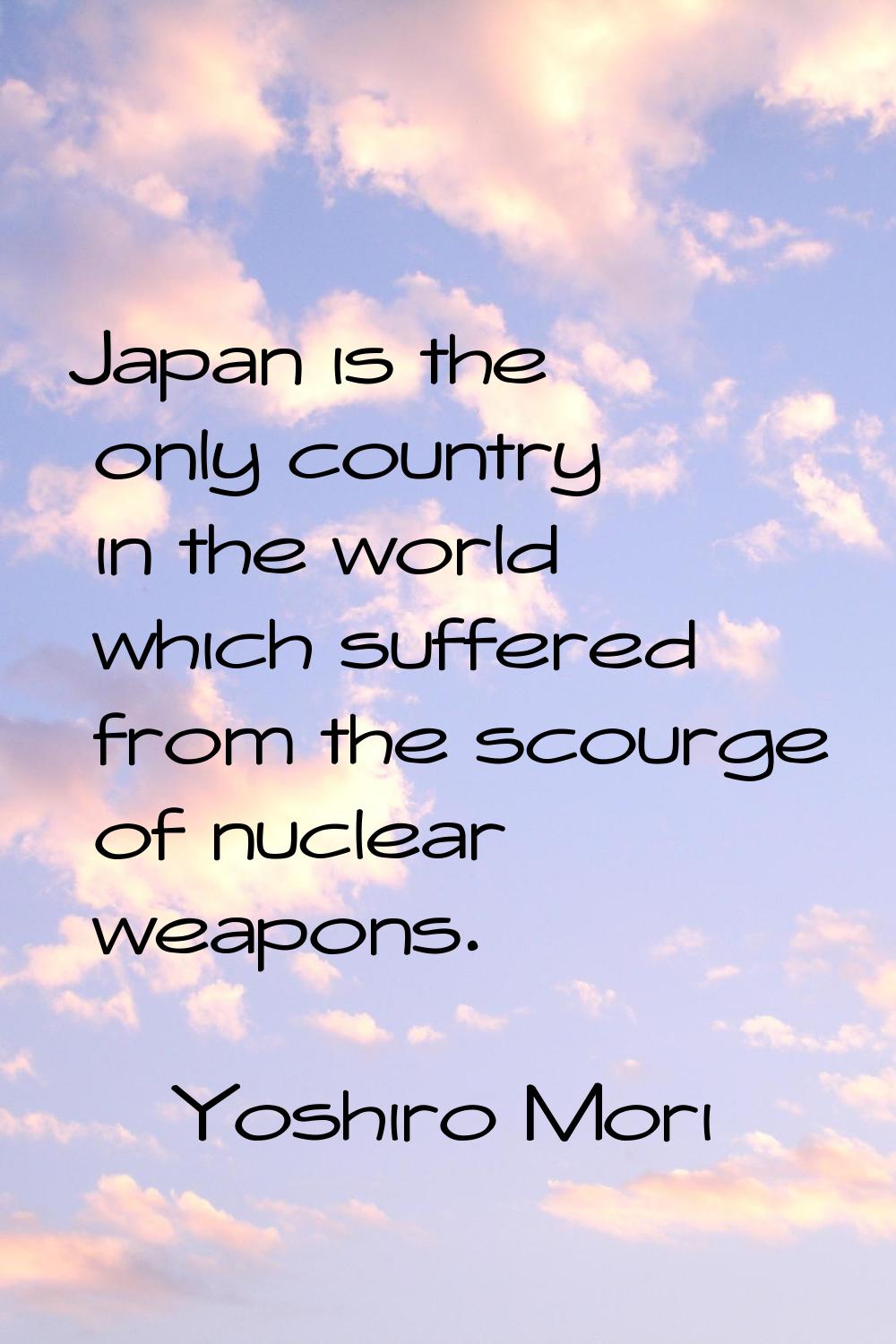 Japan is the only country in the world which suffered from the scourge of nuclear weapons.