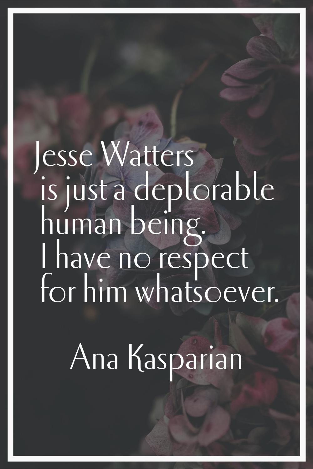 Jesse Watters is just a deplorable human being. I have no respect for him whatsoever.