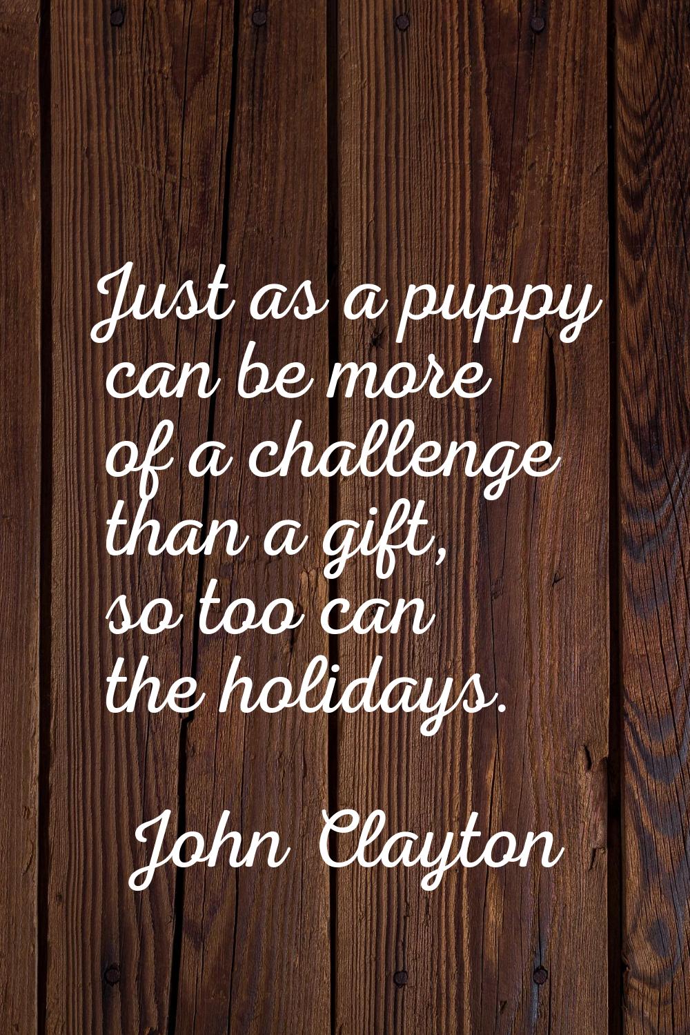 Just as a puppy can be more of a challenge than a gift, so too can the holidays.