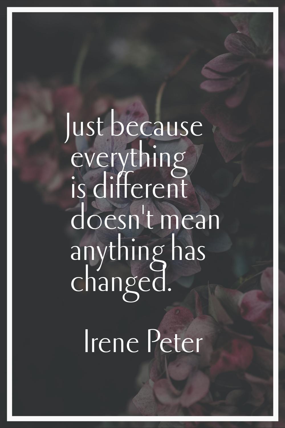 Just because everything is different doesn't mean anything has changed.