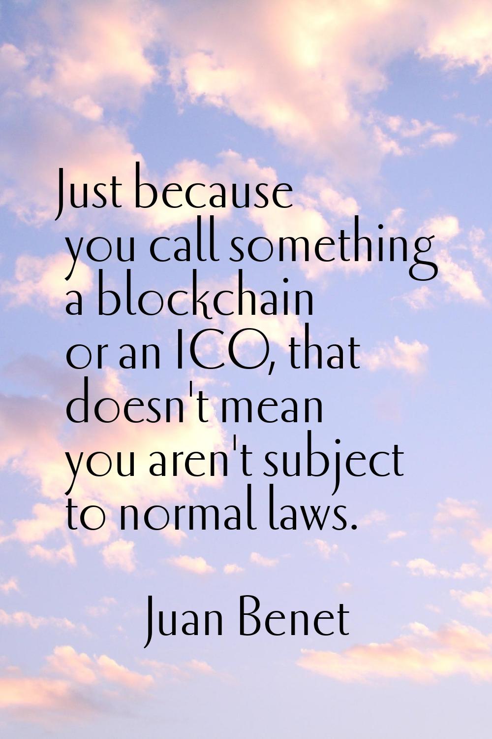Just because you call something a blockchain or an ICO, that doesn't mean you aren't subject to nor