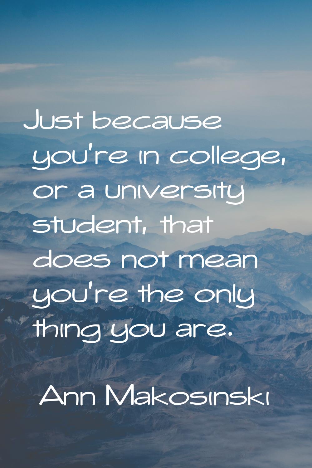 Just because you're in college, or a university student, that does not mean you're the only thing y