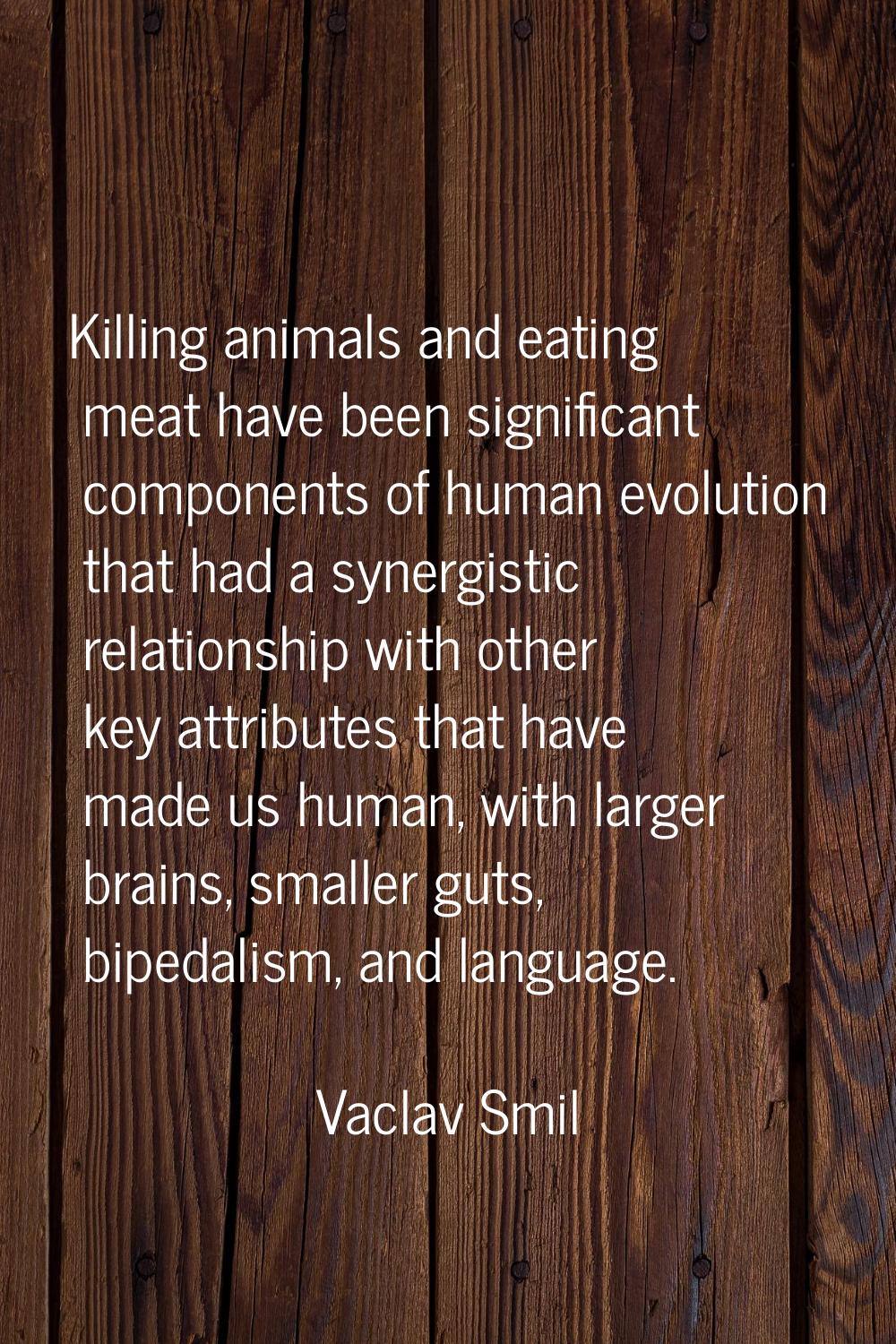 Killing animals and eating meat have been significant components of human evolution that had a syne