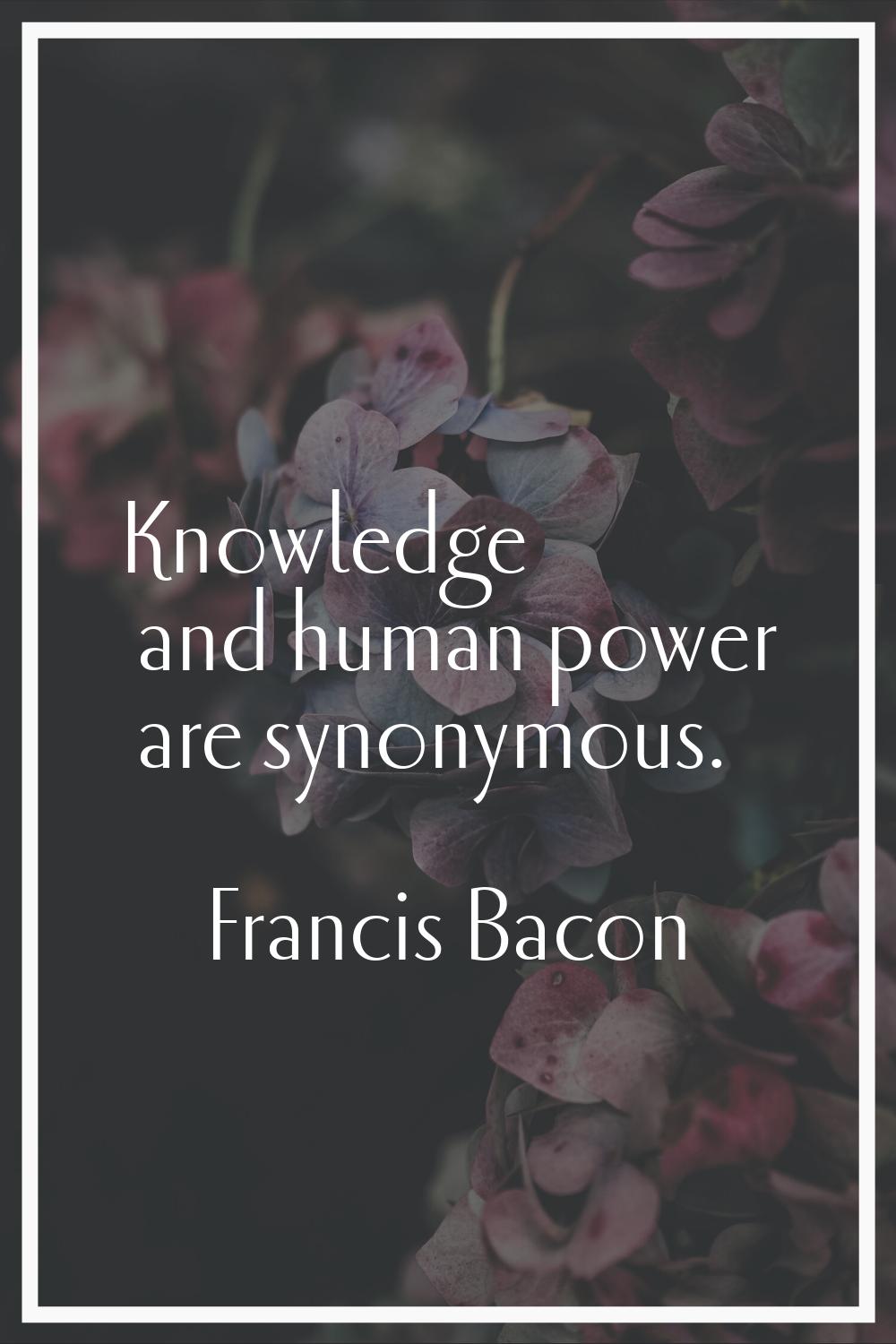Knowledge and human power are synonymous.