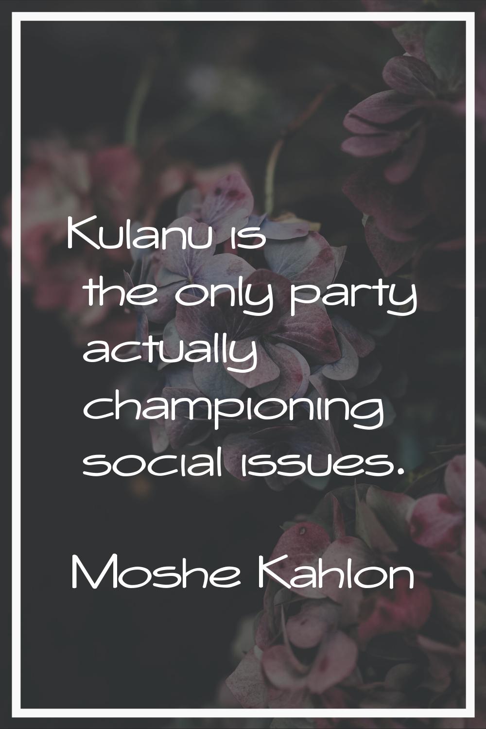 Kulanu is the only party actually championing social issues.