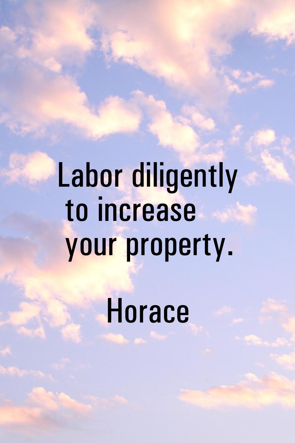 Labor diligently to increase your property.