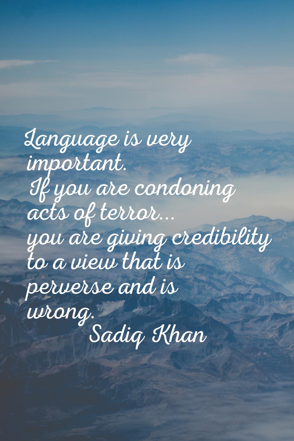 Language is very important. If you are condoning acts of terror... you are giving credibility to a 