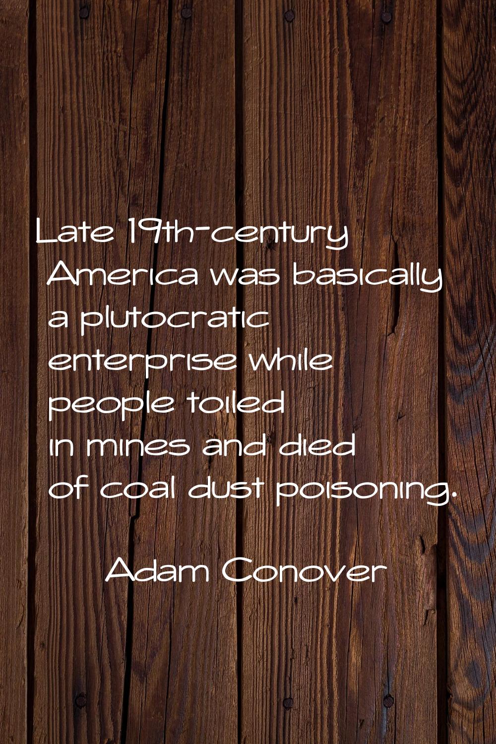 Late 19th-century America was basically a plutocratic enterprise while people toiled in mines and d