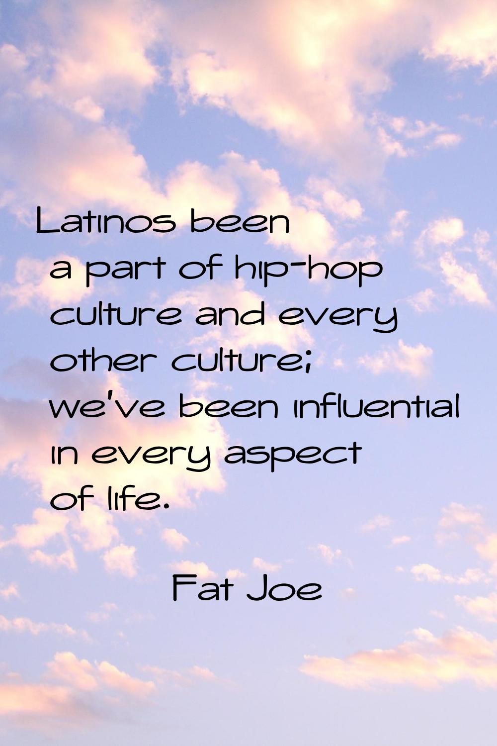 Latinos been a part of hip-hop culture and every other culture; we've been influential in every asp