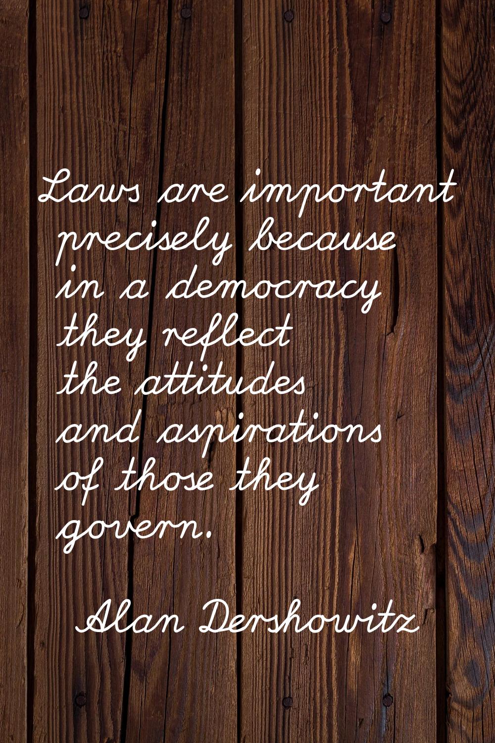 Laws are important precisely because in a democracy they reflect the attitudes and aspirations of t