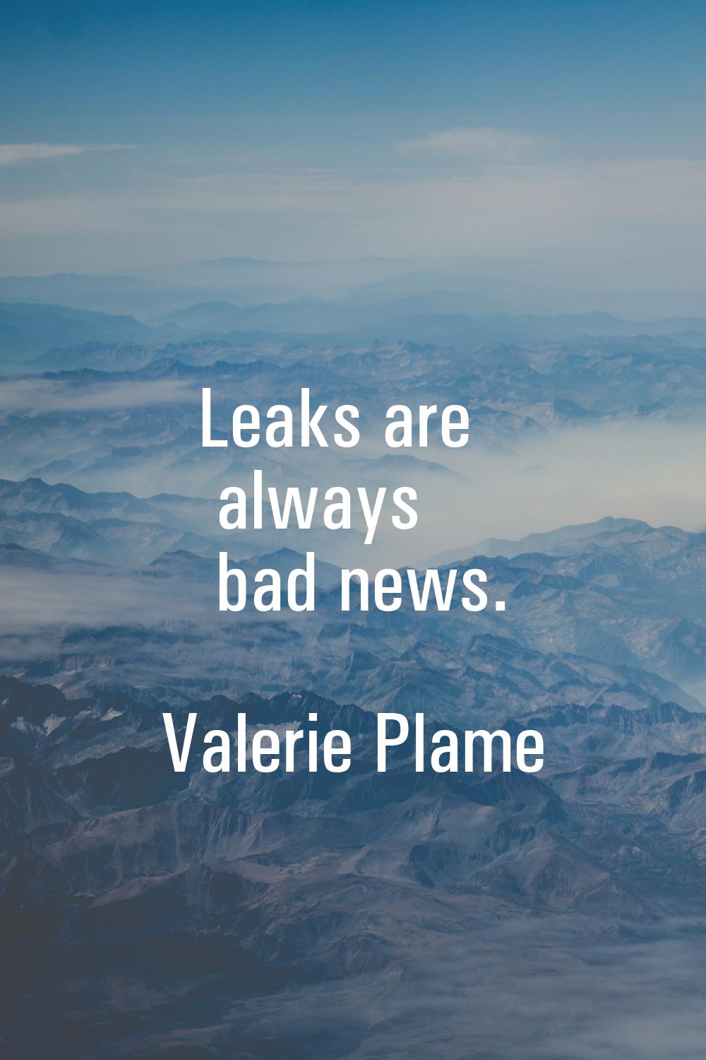 Leaks are always bad news.