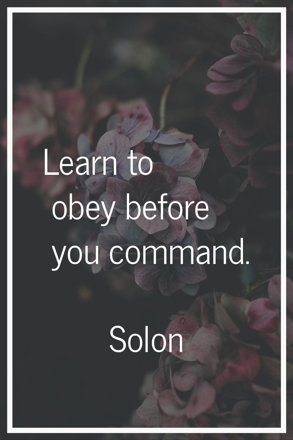Learn to obey before you command.
