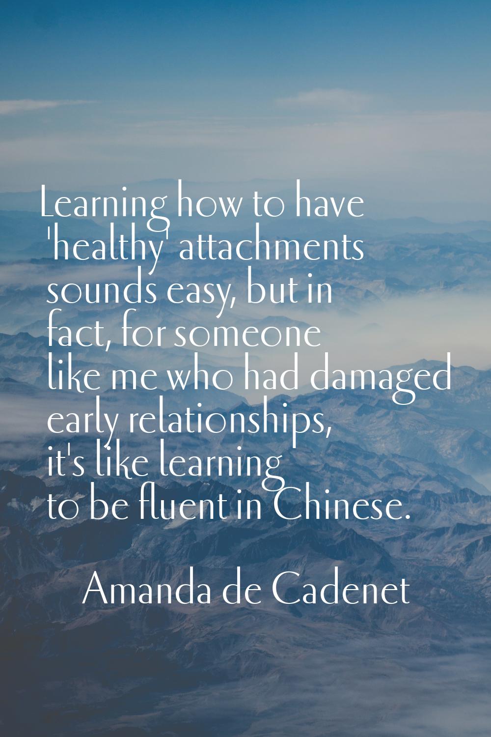 Learning how to have 'healthy' attachments sounds easy, but in fact, for someone like me who had da