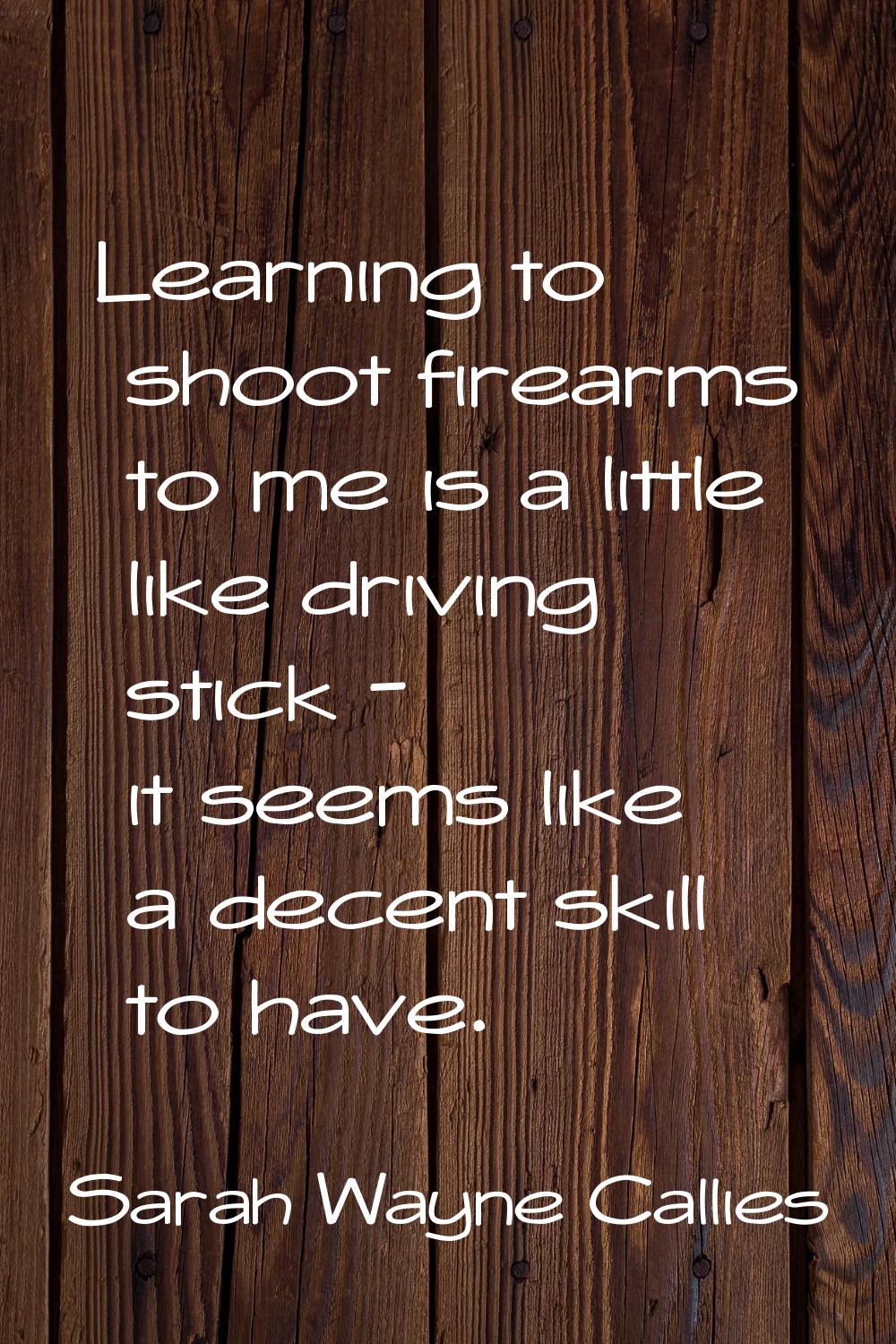 Learning to shoot firearms to me is a little like driving stick - it seems like a decent skill to h