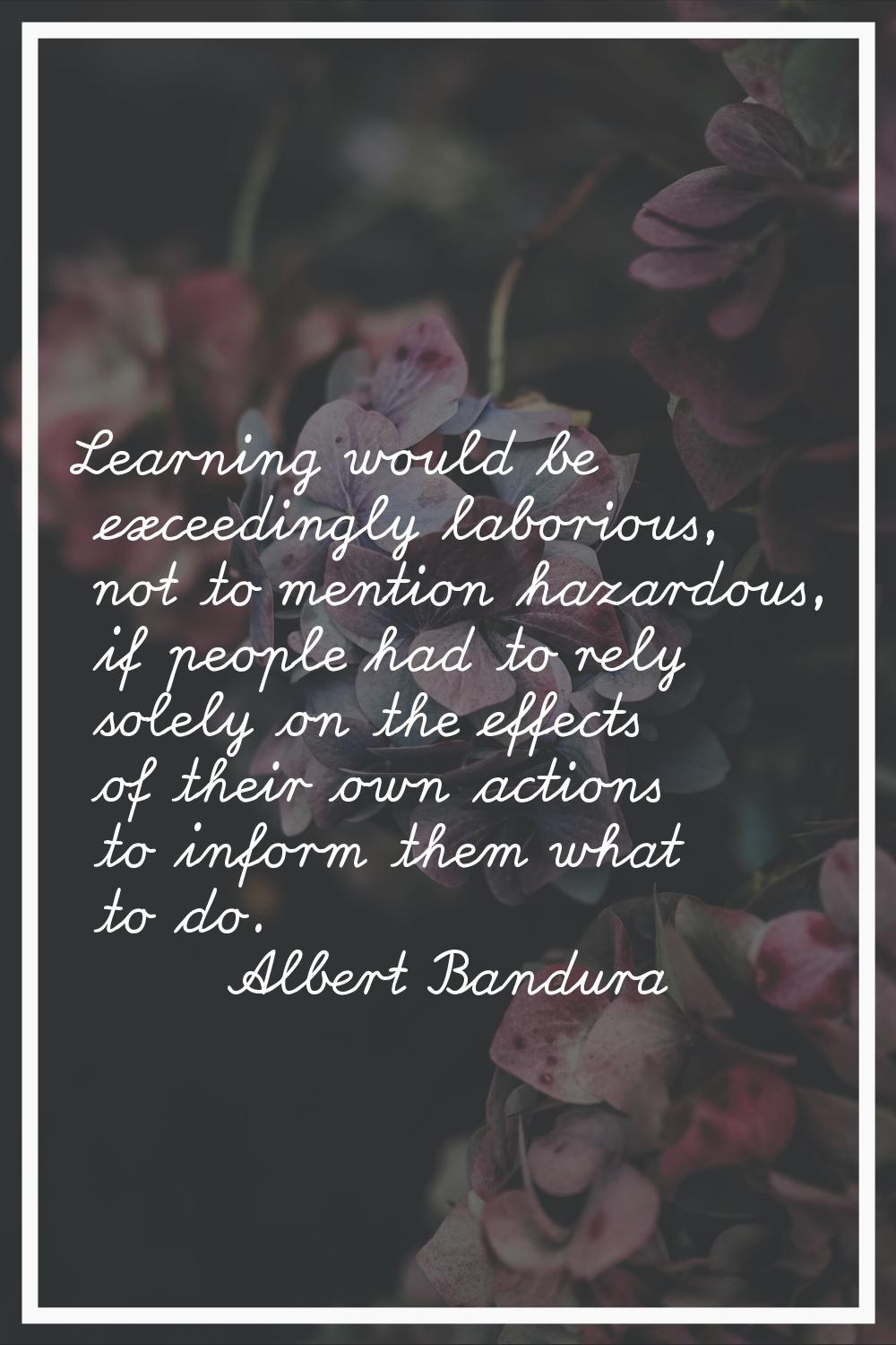 Learning would be exceedingly laborious, not to mention hazardous, if people had to rely solely on 