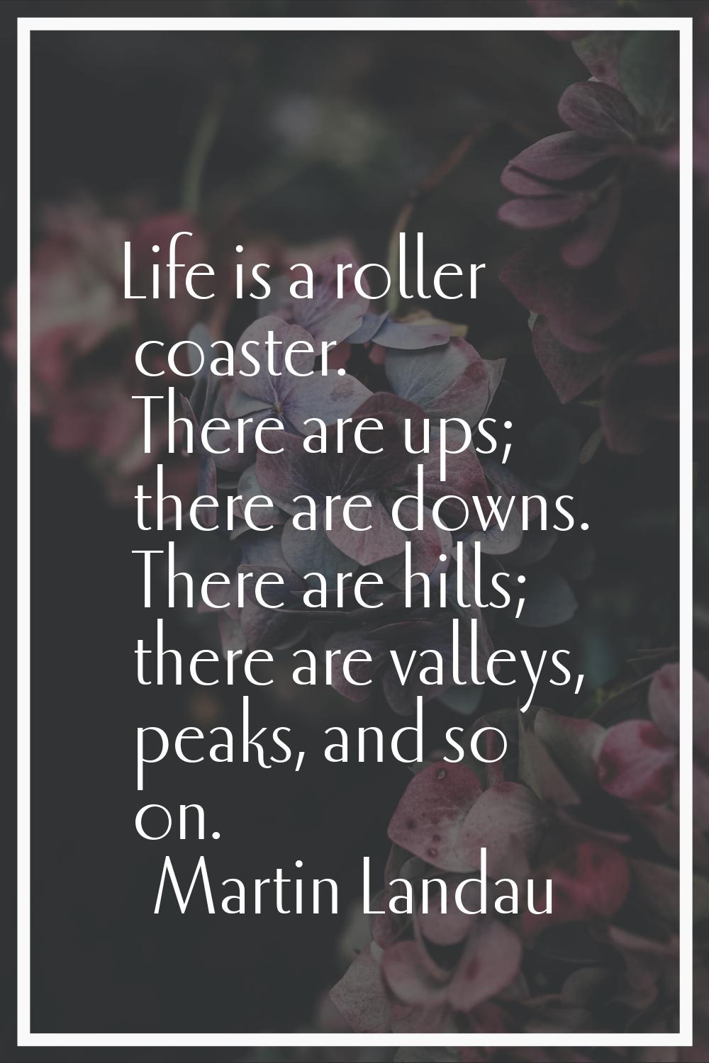 Life is a roller coaster. There are ups; there are downs. There are hills; there are valleys, peaks