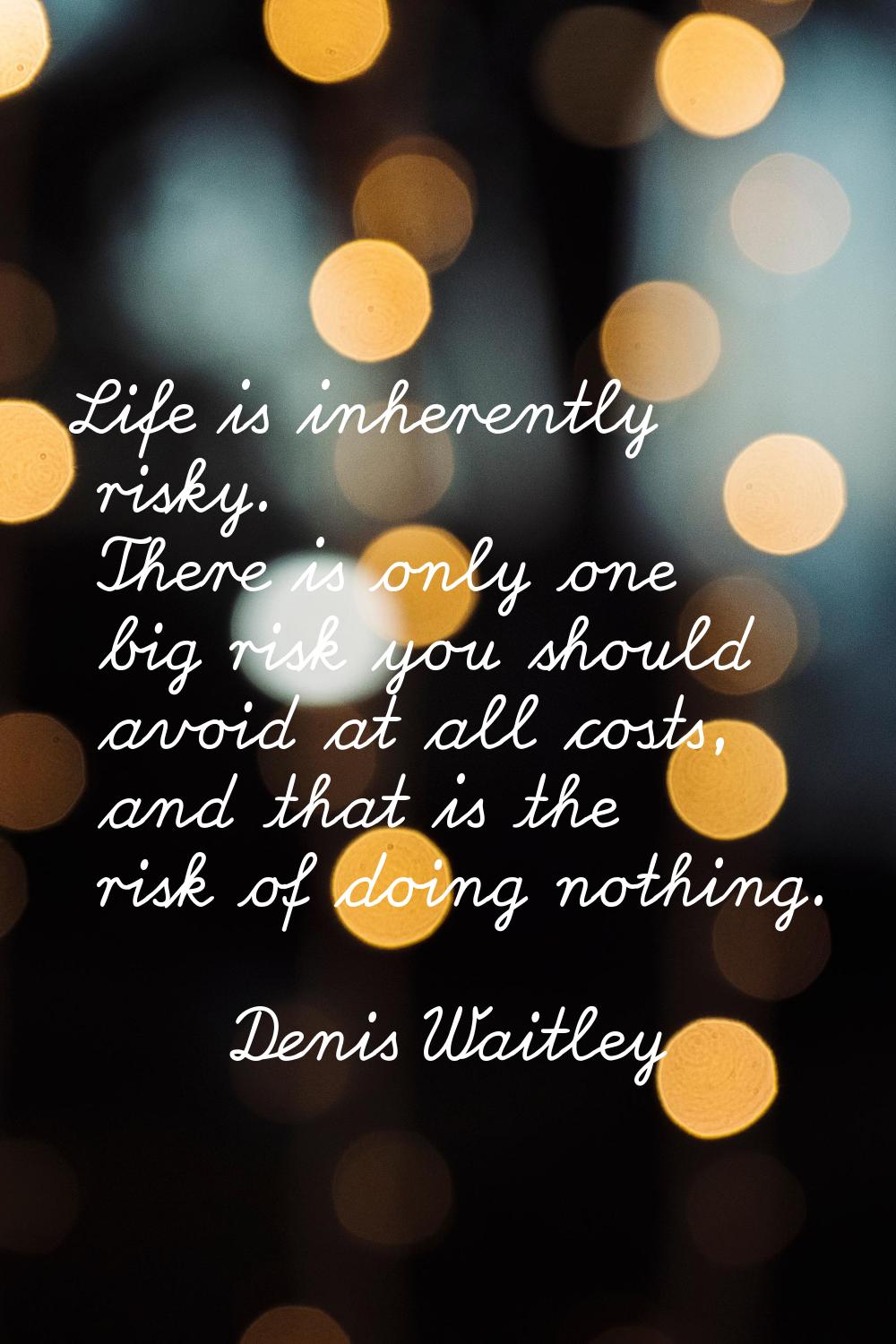 Life is inherently risky. There is only one big risk you should avoid at all costs, and that is the