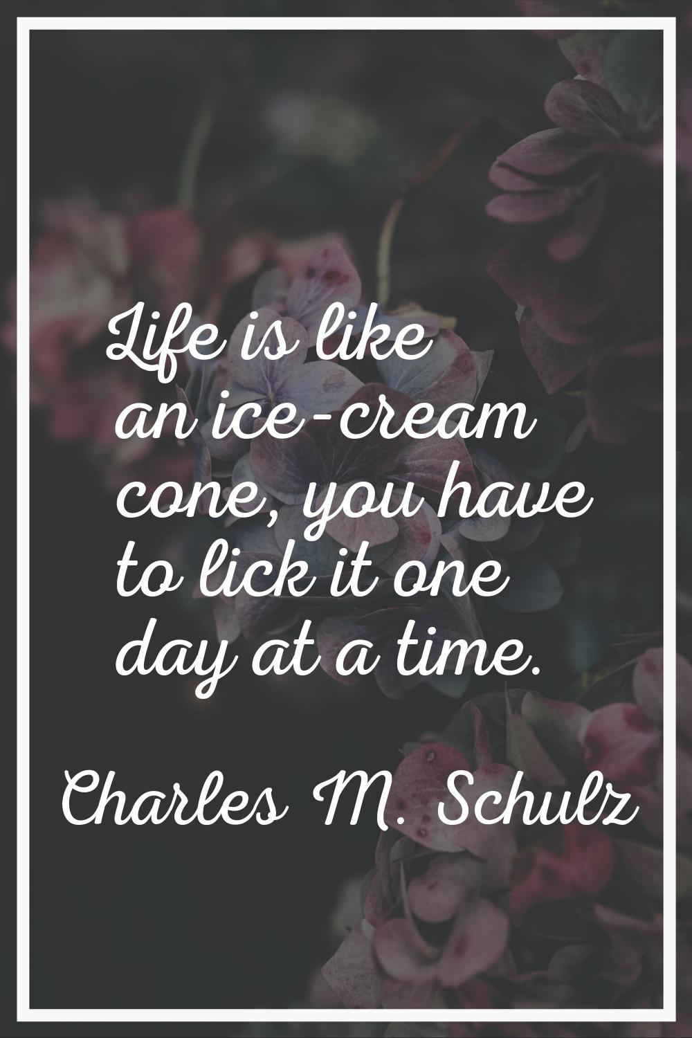 Life is like an ice-cream cone, you have to lick it one day at a time.