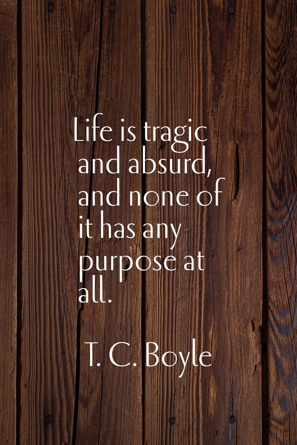 Life is tragic and absurd, and none of it has any purpose at all.