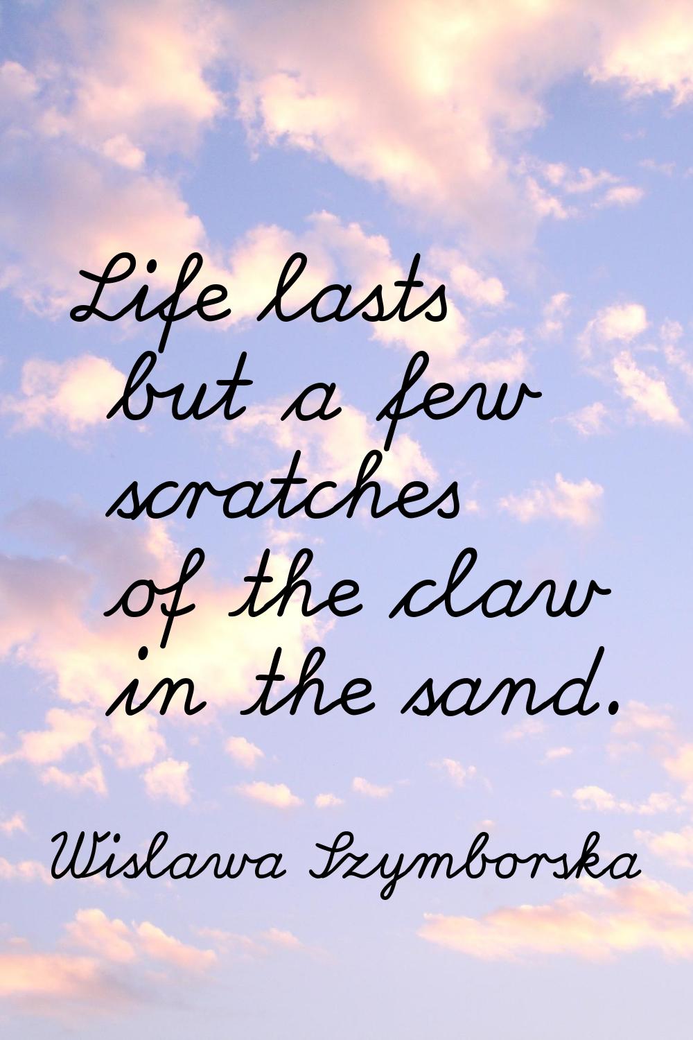 Life lasts but a few scratches of the claw in the sand.