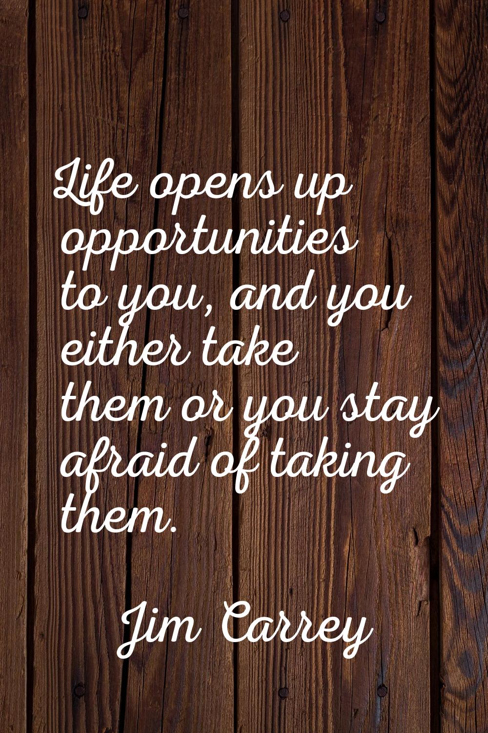 Life opens up opportunities to you, and you either take them or you stay afraid of taking them.
