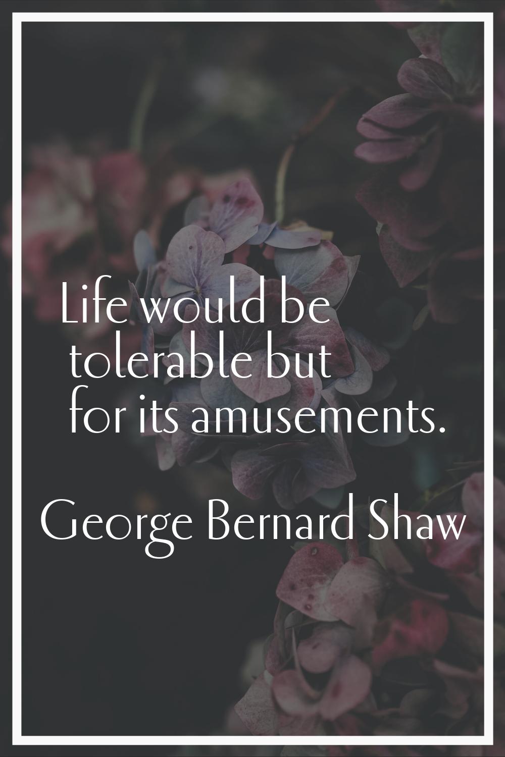 Life would be tolerable but for its amusements.