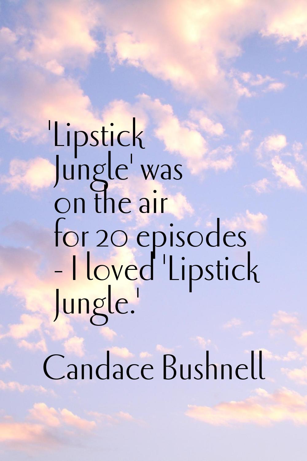 'Lipstick Jungle' was on the air for 20 episodes - I loved 'Lipstick Jungle.'