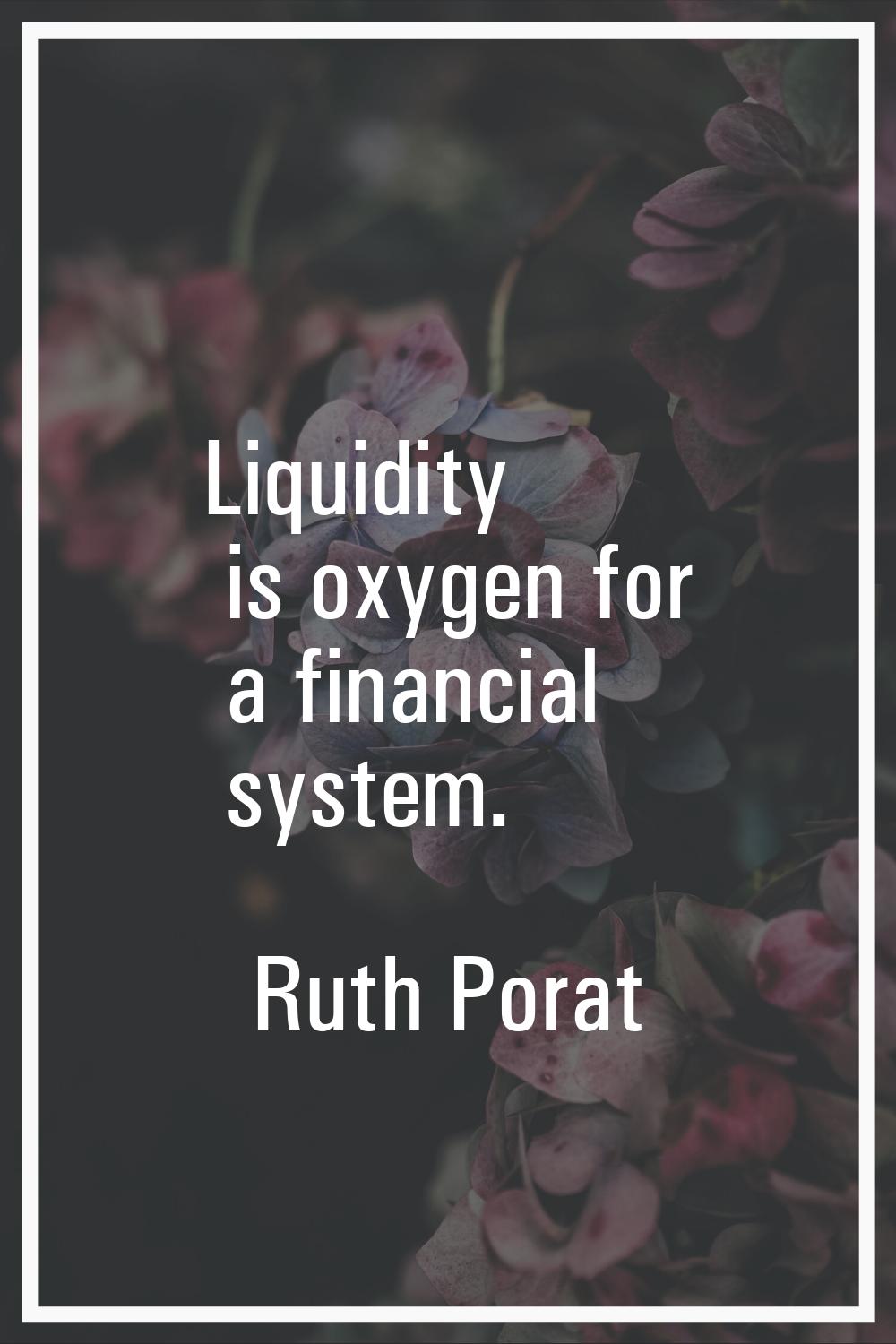 Liquidity is oxygen for a financial system.