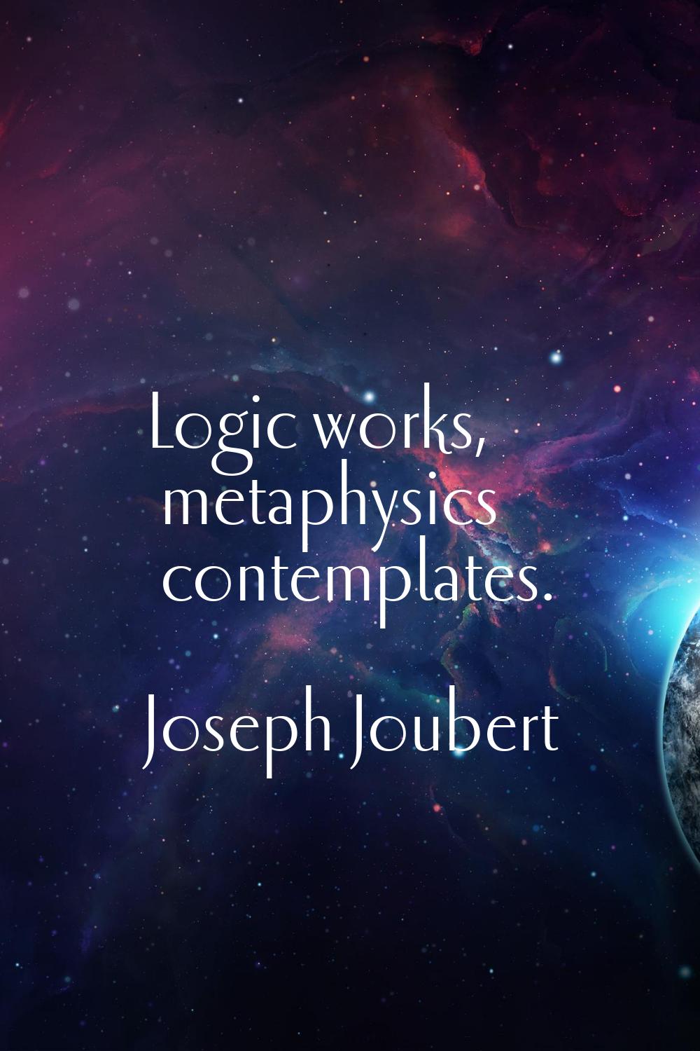 Logic works, metaphysics contemplates.