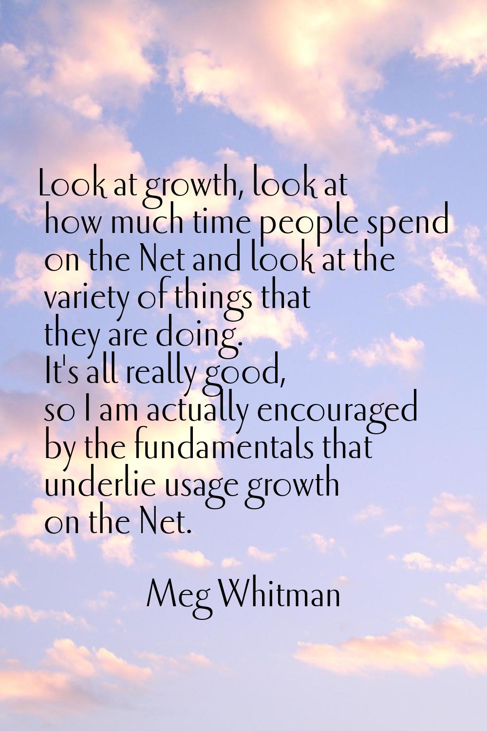 Look at growth, look at how much time people spend on the Net and look at the variety of things tha