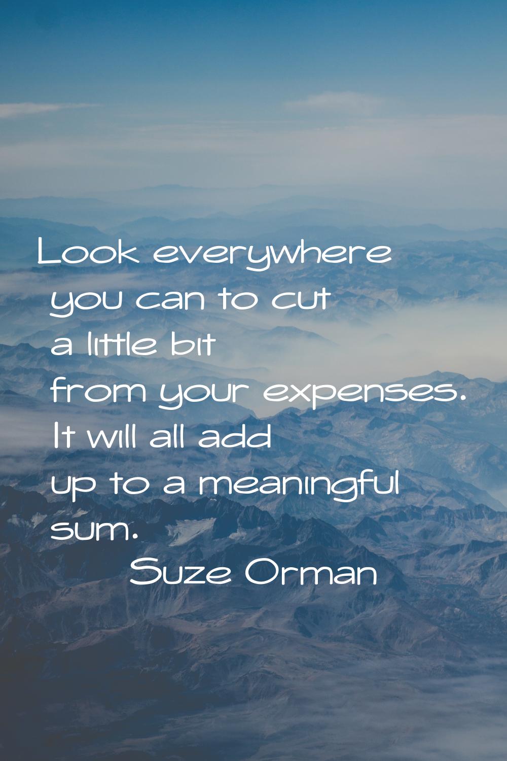 Look everywhere you can to cut a little bit from your expenses. It will all add up to a meaningful 