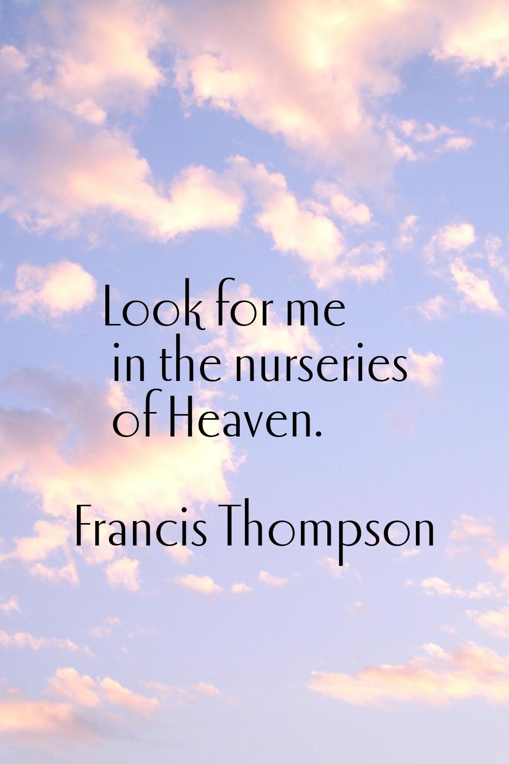 Look for me in the nurseries of Heaven.