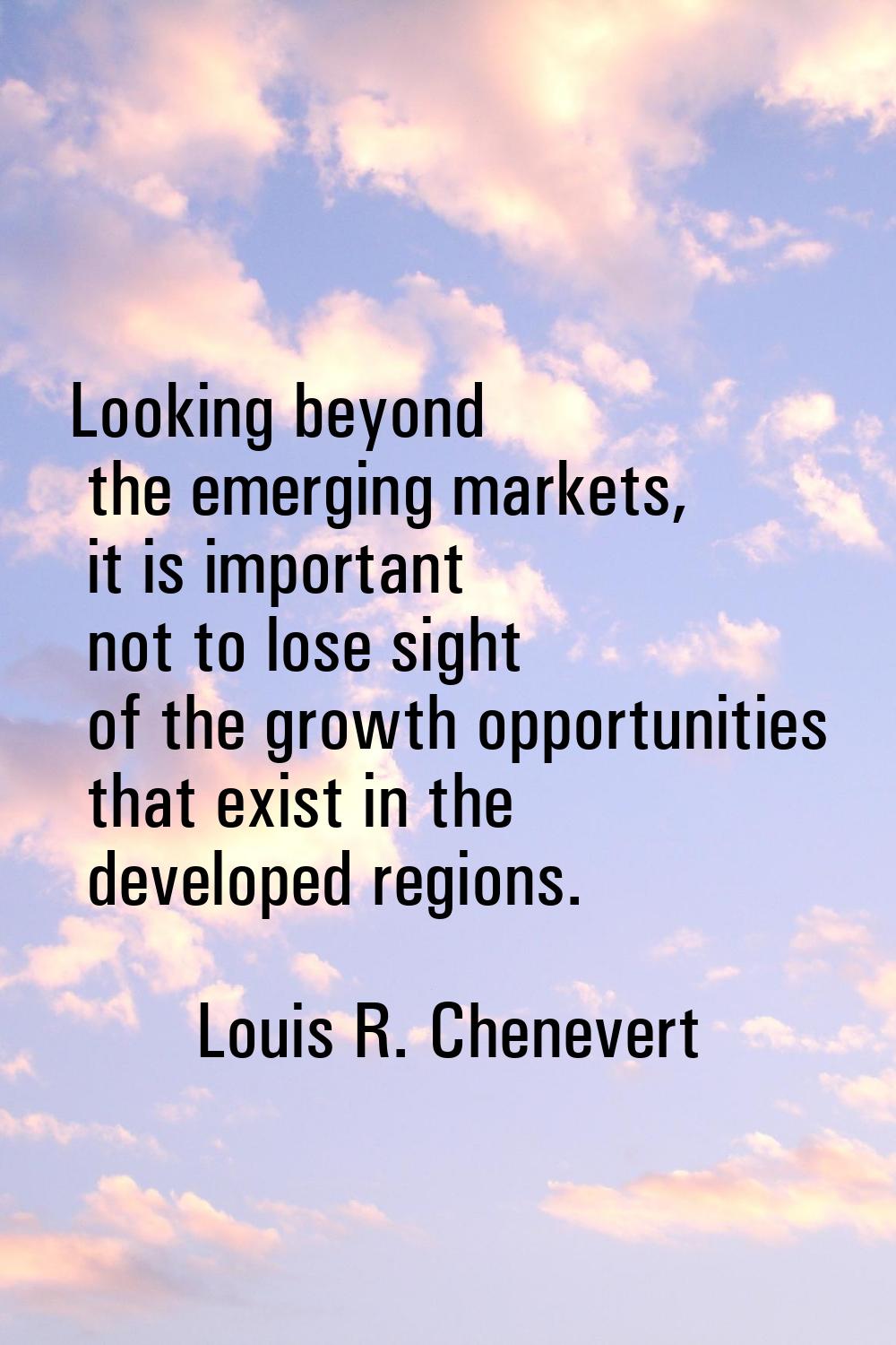 Looking beyond the emerging markets, it is important not to lose sight of the growth opportunities 