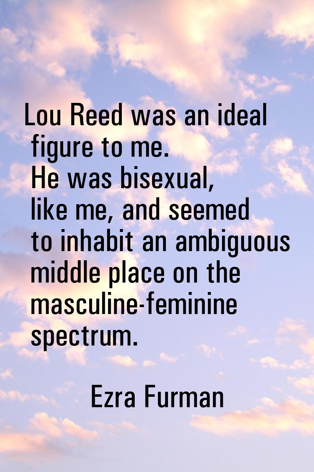 Lou Reed was an ideal figure to me. He was bisexual, like me, and seemed to inhabit an ambiguous mi