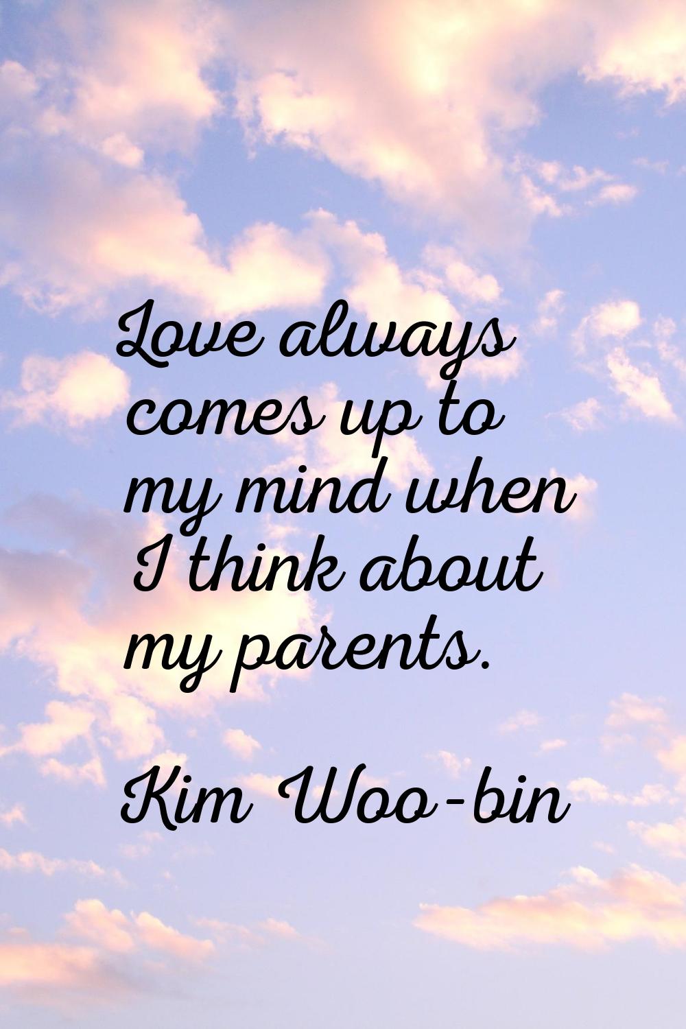 Love always comes up to my mind when I think about my parents.