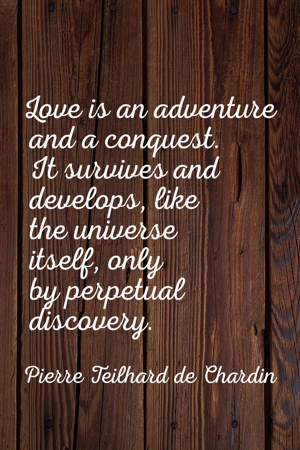 Love is an adventure and a conquest. It survives and develops, like the universe itself, only by pe