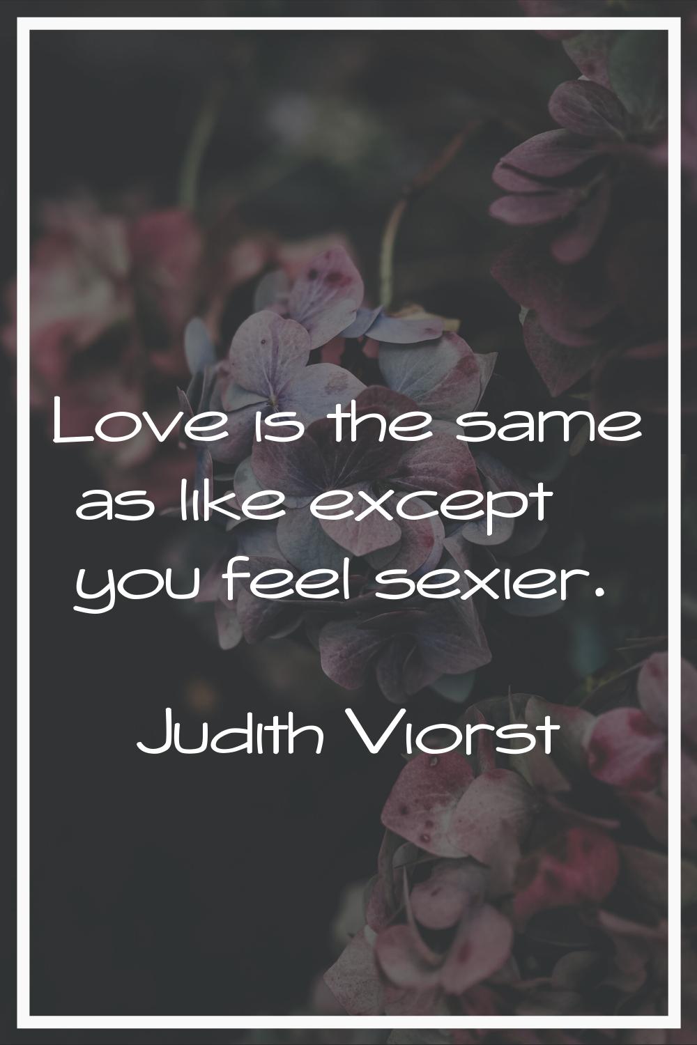 Love is the same as like except you feel sexier.