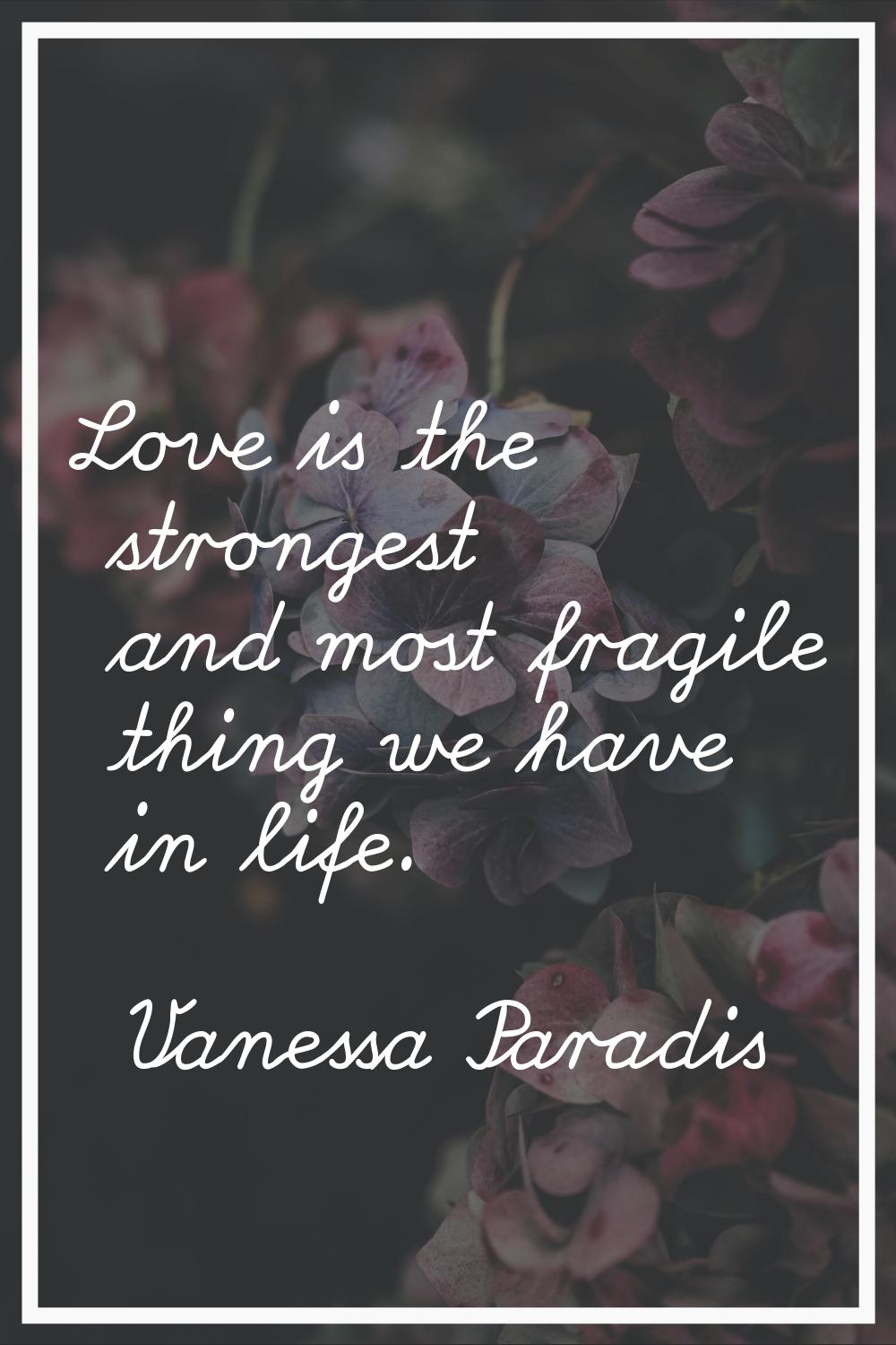 Love is the strongest and most fragile thing we have in life.